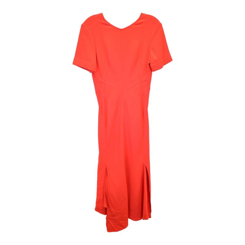 Victoria Beckham Asymmetric Cady Midi Dress in Coral Viscose